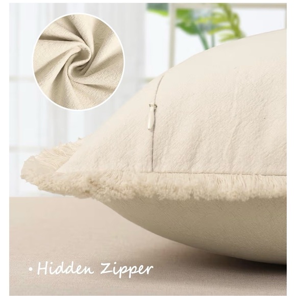 24x24 beige fringe throw pillow covers - Picture 2 of 2